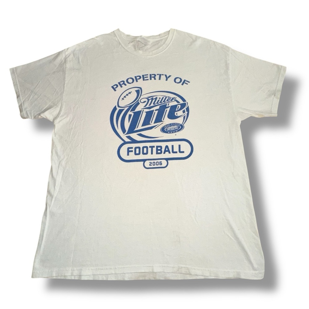 Men’s Hanes Heavyweight 2006 Property Of Miller Lite Football Beer T-Shirt